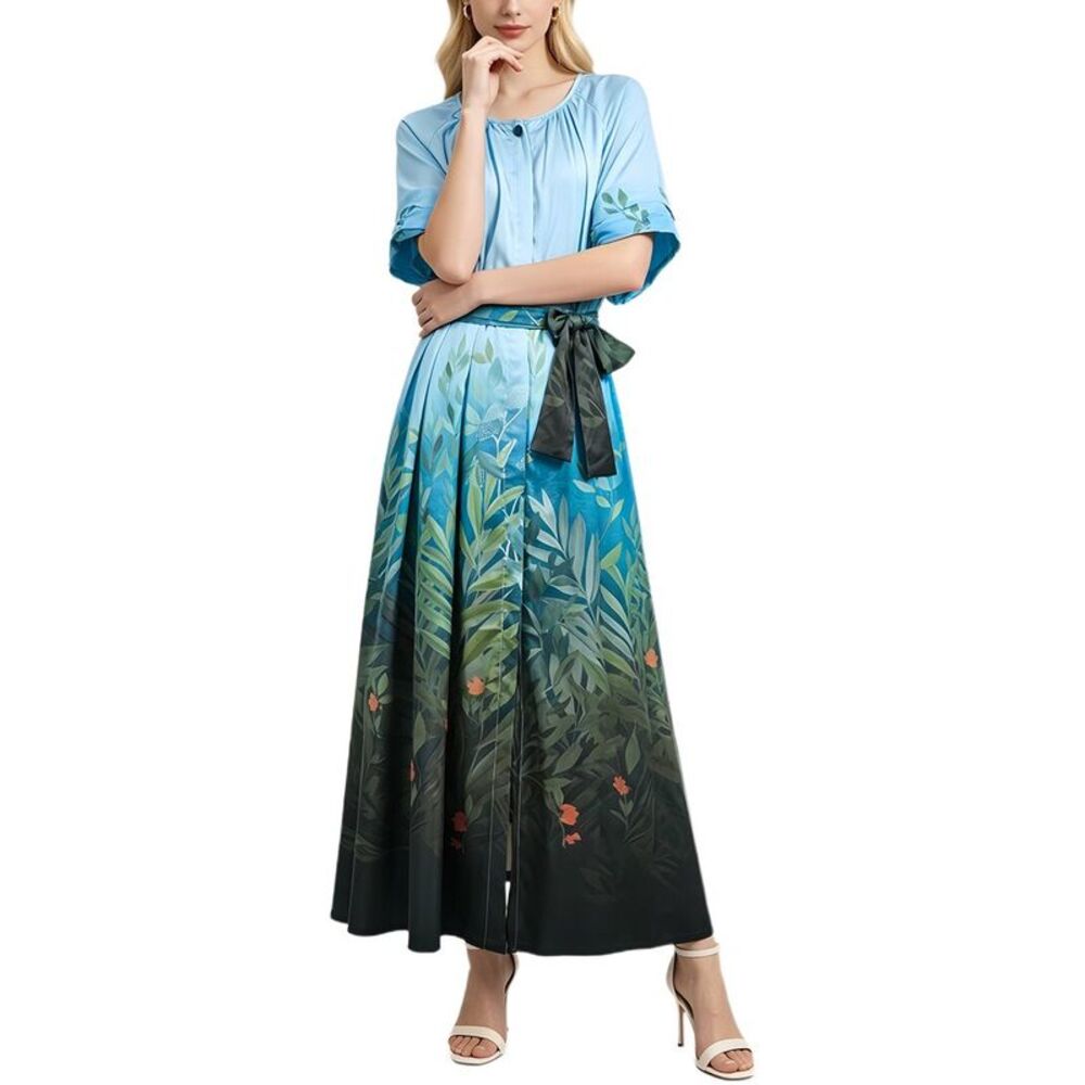 Burryco Womens  Short Sleeve Maxi Dress, Blue